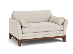Cream Fabric Loveseat Armchair - Modern Snuggle Cuddler Custom Arm Chair - Exmouth Range - thumbnail 1