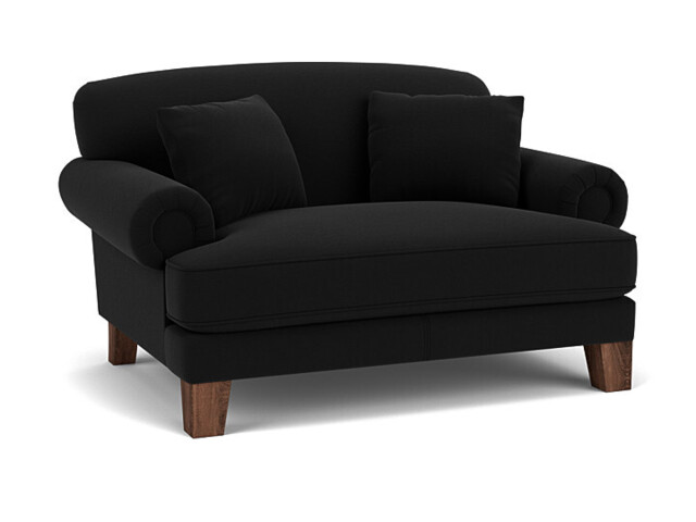Black Velvet Loveseat Armchair - Traditional Snuggler Cuddler Custom Arm Chair In Easy Clean Velvet - Thatcham Range - image 1