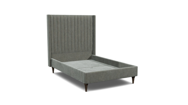 Grey Fabric Double Bed Frame - Modern Style Bed With Headboard In Easy Clean Fabric - Wokingham Range - image 1