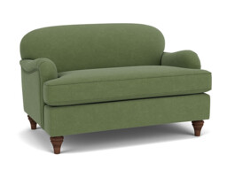 Green Linen Loveseat Armchair - Traditional Snuggler Cuddler Custom Arm Chair - Lincoln Range - thumbnail 1