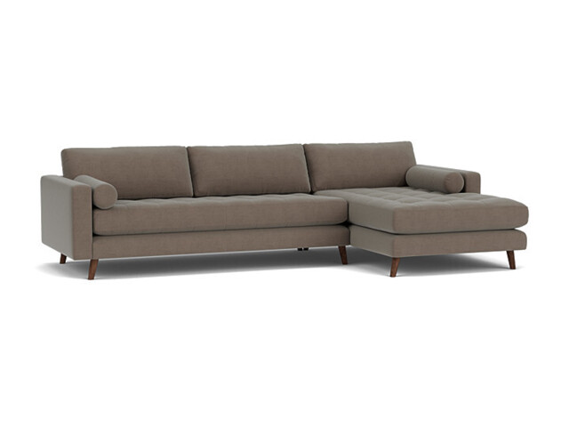 Brown Velvet 3 Seater Sofa With Chaise - Modern Style Custom Sofa In Easy Clean Velvet - Shoreditch Range - image 1