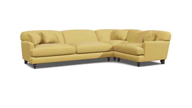 Yellow Velvet 4 Seater Right Corner Sofa - Traditional Style Custom Sofa In Stain Resistant Velvet - Galloway Range - image 1