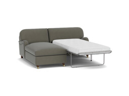 Grey Fabric Loveseat Sofabed With Chaise - Traditional Pull Out Single Custom Sofa Bed In Easy Clean Fabric - Helston Range