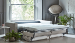 White Chenille 2 Seater Sofabed - Modern Fold Out Custom Sofa Bed In Stain Resistant Chenille - Bromley Range - thumbnail 4