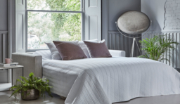 White Chenille 2 Seater Sofabed - Modern Fold Out Custom Sofa Bed In Stain Resistant Chenille - Bromley Range - thumbnail 3