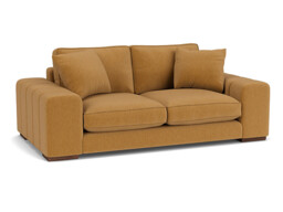 Orange Velvet 3 Seater Sofa - Modern Style Chunky Custom Sofa In Stain Resistant Velvet - Epping Range - thumbnail 1