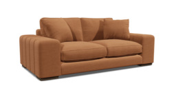 Orange Velvet 3 Seater Sofa - Modern Style Chunky Custom Sofa In Stain Resistant Velvet - Epping Range - thumbnail 1