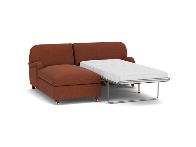 Red Velvet Loveseat Sofabed With Chaise - Traditional Pull Out Single Custom Sofa Bed In Easy Clean Velvet - Helston Range - image 1