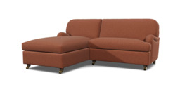Red Velvet Loveseat Sofabed With Chaise - Traditional Pull Out Single Custom Sofa Bed In Easy Clean Velvet - Helston Range - thumbnail 1