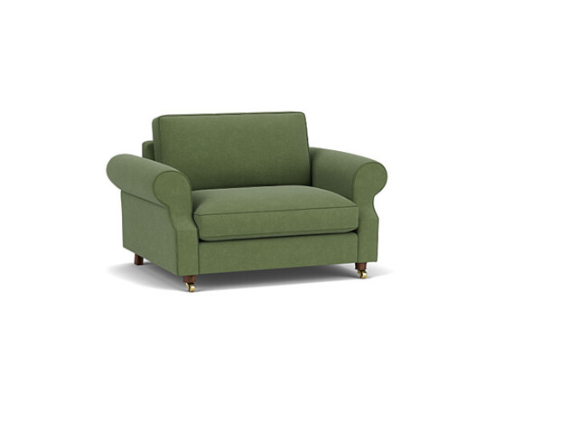Green Linen Loveseat Armchair Sofabed - Traditional Style Single Chair Bed - Kendal Range - image 1