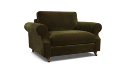Green Linen Loveseat Armchair Sofabed - Traditional Style Single Chair Bed - Kendal Range