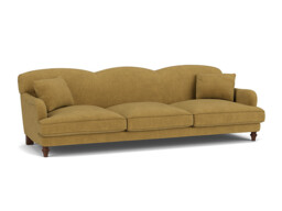 Yellow Velvet 5 Seater Sofa - Traditional Style Custom Sofa In Stain Resistant Velvet - Evelyn Range - thumbnail 1