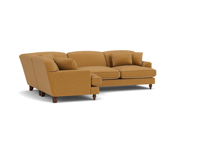 Orange Velvet 3 Seater Left Corner Sofa - Traditional Style Custom Sofa In Stain Resistant Velvet - Galloway Range - image 1