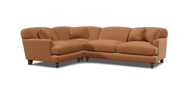 Orange Velvet 3 Seater Left Corner Sofa - Traditional Style Custom Sofa In Stain Resistant Velvet - Galloway Range - image 1