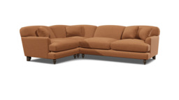 Orange Velvet 3 Seater Left Corner Sofa - Traditional Style Custom Sofa In Stain Resistant Velvet - Galloway Range - thumbnail 1