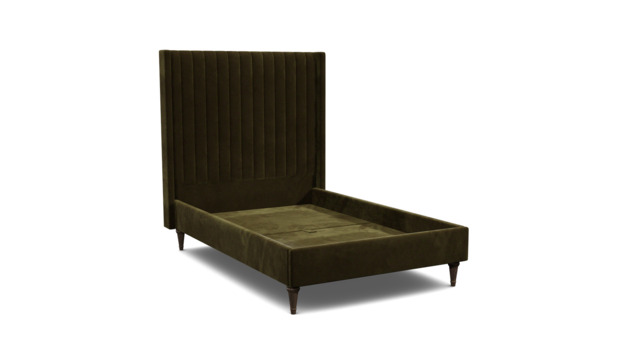 Green Linen Double Bed Frame - Modern Style Bed With Headboard - Wokingham Range - image 1
