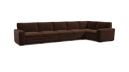 Brown Velvet 6X1.5 Seater Corner Sofa - Modern Style Custom Sofa In Easy Clean Velvet - Sloane Range