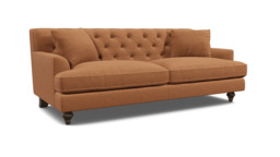 Orange Velvet 4 Seater Sofa - Traditional Button Back Custom Sofa In Stain Resistant Velvet - Charnwood Range - thumbnail 1