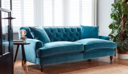 Orange Velvet 4 Seater Sofa - Traditional Button Back Custom Sofa In Stain Resistant Velvet - Charnwood Range - thumbnail 2