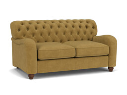 Yellow Velvet 2 Seater Sofa - Traditional Button Back Custom Sofa In Stain Resistant Velvet - Bakewell Range