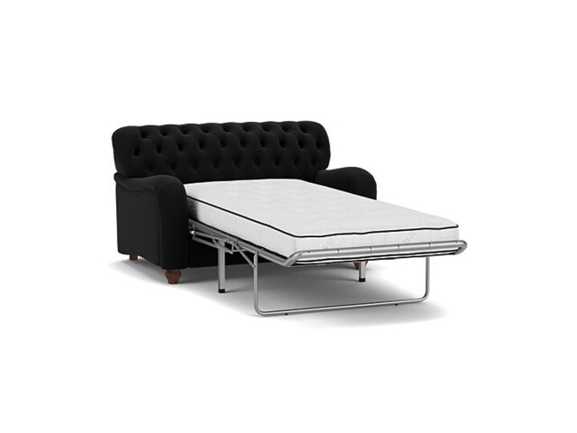 Black Velvet Loveseat Armchair Sofabed - Traditional Chesterfield Style Single Chair Bed In Easy Clean Velvet - Bakewell Range - image 1