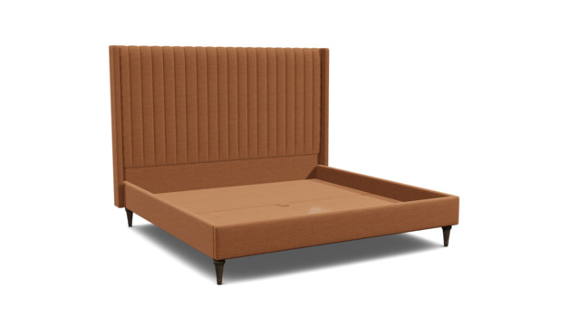 Orange Velvet Emperor Size Bed Frame - Modern Style Bed With Headboard In Stain Resistant Velvet - Wokingham Range - image 1