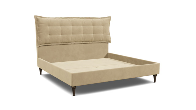 Cream Fabric Emperor Size Bed Frame - Traditional Low End With Large Headboard - Lyndhurst Range - image 1