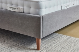 Cream Fabric Emperor Size Bed Frame - Traditional Low End With Large Headboard - Lyndhurst Range - thumbnail 2