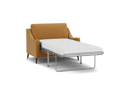 Orange Velvet Loveseat Armchair Sofabed - Modern Pull Out Chair Bed In Stain Resistant Velvet - Weymouth Range - thumbnail 1