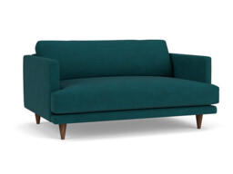 Teal Velvet Loveseat Armchair - Modern Snuggle Cuddler Custom Arm Chair In Stain Resistant Velvet - Middleton Range - thumbnail 1