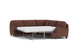 Purple Velvet 3X3 Seater Corner Sofabed - Traditional Fold Out Custom Sofa Bed In Easy Clean Velvet - Helston Range