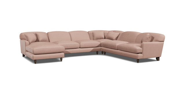 Pink Velvet U Shaped Sofa - Traditional U Shape Corner Custom Sofa In Stain Resistant Velvet - Galloway Range - image 1