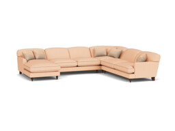 Pink Velvet U Shaped Sofa - Traditional U Shape Corner Custom Sofa In Stain Resistant Velvet - Galloway Range - thumbnail 1