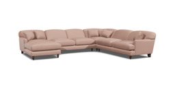 Pink Velvet U Shaped Sofa - Traditional U Shape Corner Custom Sofa In Stain Resistant Velvet - Galloway Range - thumbnail 1