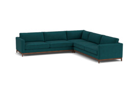 Teal Velvet Large Corner Sofa - Modern Style Corner Custom Sofa In Stain Resistant Velvet - Darwin Range