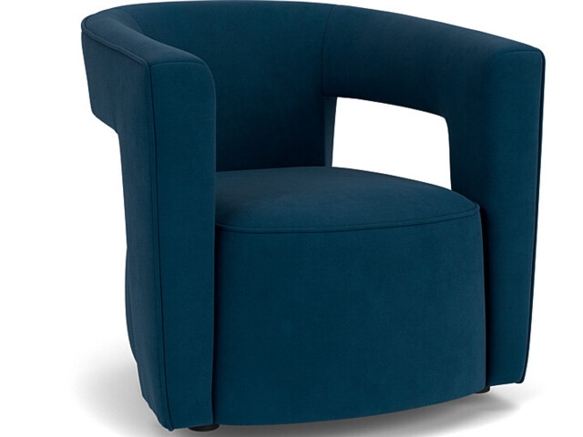 Blue Velvet Swivel Armchair - Modern Designer Swivel Accent Custom Arm Chair In Easy Clean Velvet - Chiswick Range - image 1
