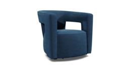 Blue Velvet Swivel Armchair - Modern Designer Swivel Accent Custom Arm Chair In Easy Clean Velvet - Chiswick Range - thumbnail 1