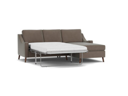 Mid-Century Weymouth 2 Seater Brown Chaise Sofa Bed, 170+ Customisation Options, UK Crafted - Darlings of Chelsea