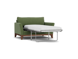 Green Linen Loveseat Armchair Sofabed - Modern Pull Out Chair Bed - Exmouth Range