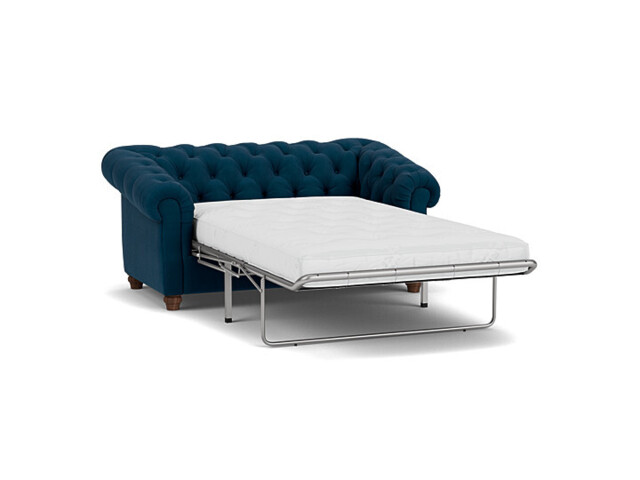 Blue Velvet 2 Seater Sofabed - Traditional Chesterfield Style Custom Sofa Bed In Easy Clean Velvet - Wantage Range - image 1