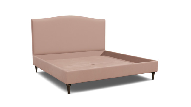 Pink Velvet Emperor Size Bed Frame - Traditional Low End With Large Headboard In Stain Resistant Velvet - Avebury Range - image 1