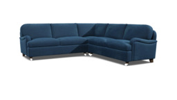 Blue Velvet 3.5 Seater Corner Sofa - Traditional Style Custom Sofa In Easy Clean Velvet - Helston Range