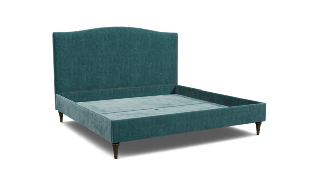 Teal Velvet Emperor Size Bed Frame - Traditional Low End With Large Headboard In Stain Resistant Velvet - Avebury Range - image 1