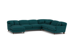 Teal Velvet U Shaped Sofa - Traditional U Shape Corner Custom Sofa In Stain Resistant Velvet - Galloway Range