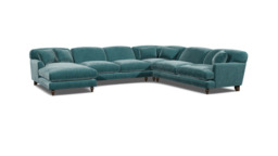 Teal Velvet U Shaped Sofa - Traditional U Shape Corner Custom Sofa In Stain Resistant Velvet - Galloway Range - thumbnail 1