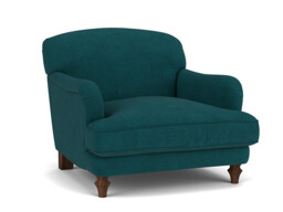 Teal Velvet Armchair - Traditional Accent Custom Arm Chair In Stain Resistant Velvet - Evelyn Range
