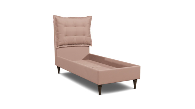 Pink Velvet Single Bed Frame - Traditional Low End With Large Headboard In Stain Resistant Velvet - Lyndhurst Range - image 1