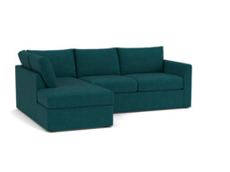 Teal Velvet 4 Seater Sofa With Chaise - Modern Style Custom Sofa In Stain Resistant Velvet - Portland Range - thumbnail 1