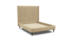 Cream Fabric King Size Bed Frame - Modern Style Bed With Headboard - Wokingham Range - thumbnail 1