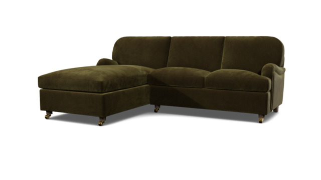 Green Linen 2 Seater Sofabed With Chaise - Traditional Fold Out Custom Sofa Bed - Helston Range - image 1